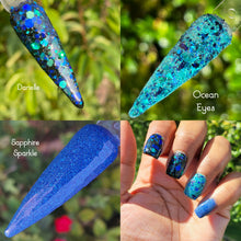 Load image into Gallery viewer, Ocean Eyes - Aqua and Blue Glitter, Flakes Dip Powder
