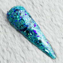 Load image into Gallery viewer, Ocean Eyes - Aqua and Blue Glitter, Flakes Dip Powder

