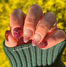 Load image into Gallery viewer, Burgundy Bouquets- Burgundy, Rose Gold and Pink Glitter Nail Dip
