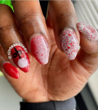 Load image into Gallery viewer, Candy Cane Lane-White, Silver and Red, Flakes Nail Dip Powder
