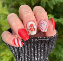 Load image into Gallery viewer, Candy Cane Lane-White, Silver and Red, Flakes Nail Dip Powder
