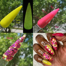 Load image into Gallery viewer, Firefly Flare - Neon Yellow Glow Nail Dip Powder
