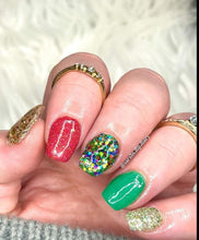 Load image into Gallery viewer, All of the Lights- Green and multi-color Glitter Nail Dip Powder
