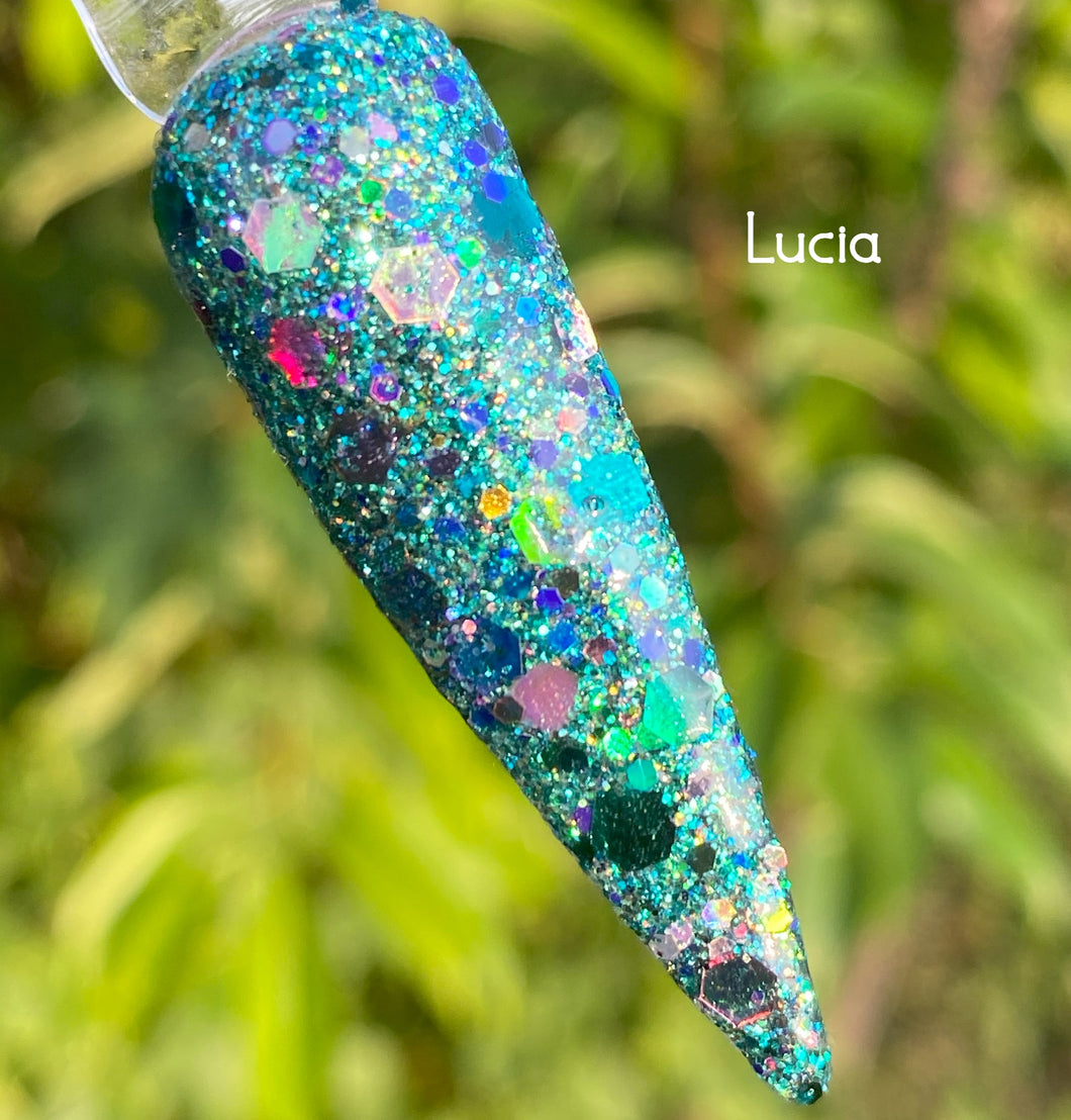 Lucia - Aqua, Teal, Green, Glitter Dip Powder