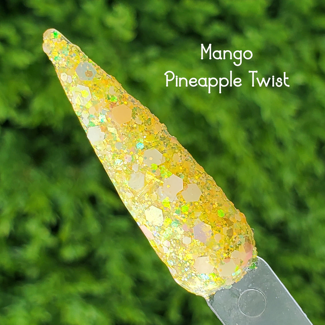 Mango Pineapple Twist- Yellow, Orange Chunky Glitter Nail Dip Powder
