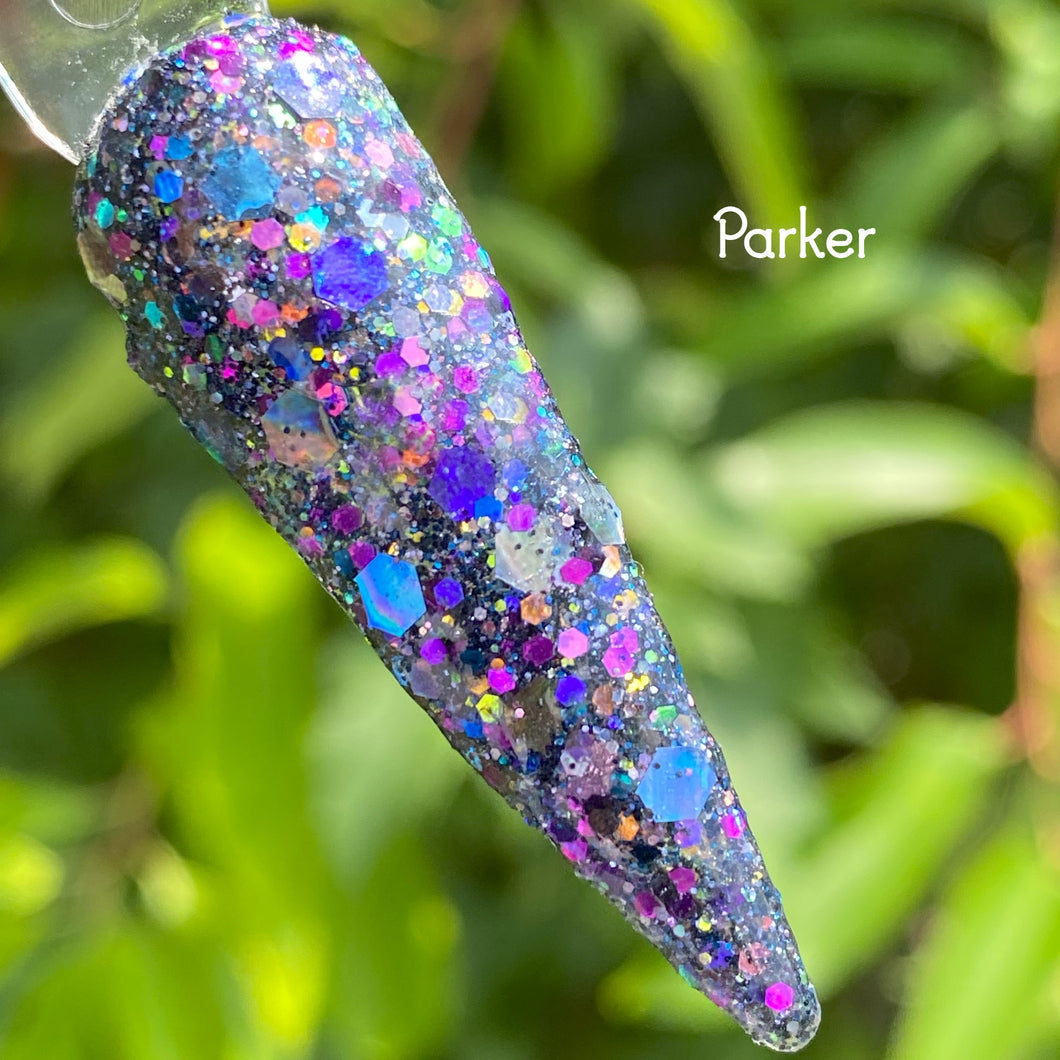 Parker - Navy, Purple, Blue, Indigo, Gray Glitter Dip Powder