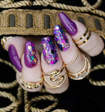 Load image into Gallery viewer, Royal Bouquet- Purple, Teal, Magenta, Gold Glitter, Foil Nail Dip
