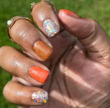 Load image into Gallery viewer, Windows Down- Silver, Blue, Coral, Orange and Pink Chunky Glitter Nail Dip Powder
