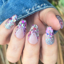 Load image into Gallery viewer, Shay- Purple and Silver Glitter Nail Dip Powder
