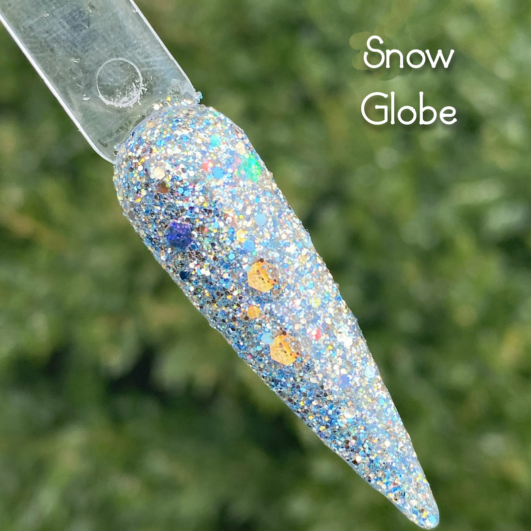 Snow Globe- Blue,and Gold Glitter Nail Dip Powder