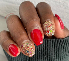 Load image into Gallery viewer, Stained Glass Cookies-Gold and Multi Color Flakes Glitter Nail Dip Powder
