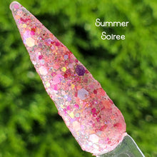Load image into Gallery viewer, Summer Soirée - Pink, Coral, Magenta Glitter, Flakes Nail Dip Powder
