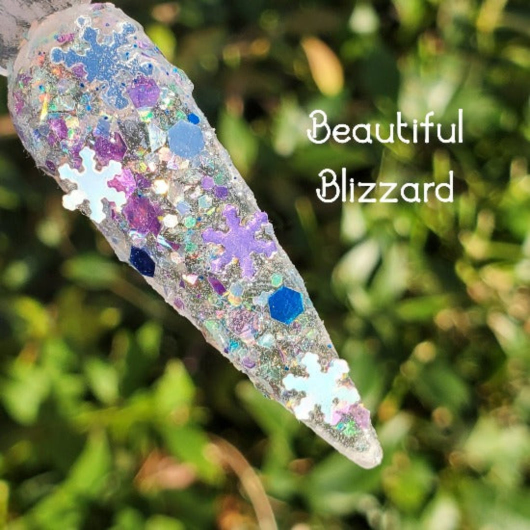 Beautiful Blizzard- White, Silver and Lavender Dip Powder