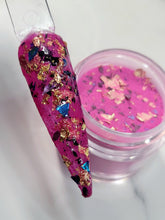 Load image into Gallery viewer, The New World- Fuchsia, Black, Gold, Pink, Lavender Foil, Flakes Nail Dip Powder
