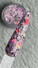 Load and play video in Gallery viewer, Bianca - Silver, Pink and Black glitter, flakes Nail Dip Powder

