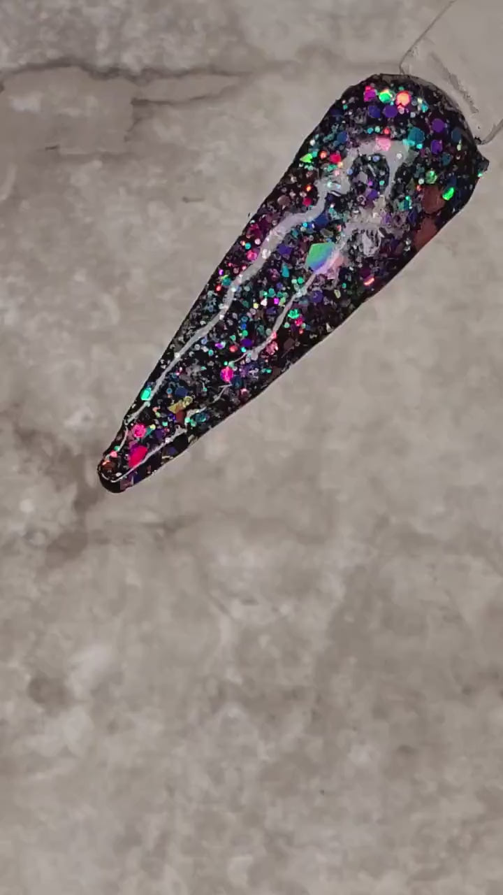 Cosmic Princess - Black Chunky Holographic Glitter Nail Dip Powder
