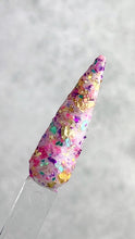 Load and play video in Gallery viewer, Dragonfly- White with Multicolor, Flakes, Foil Nail Dip Powder
