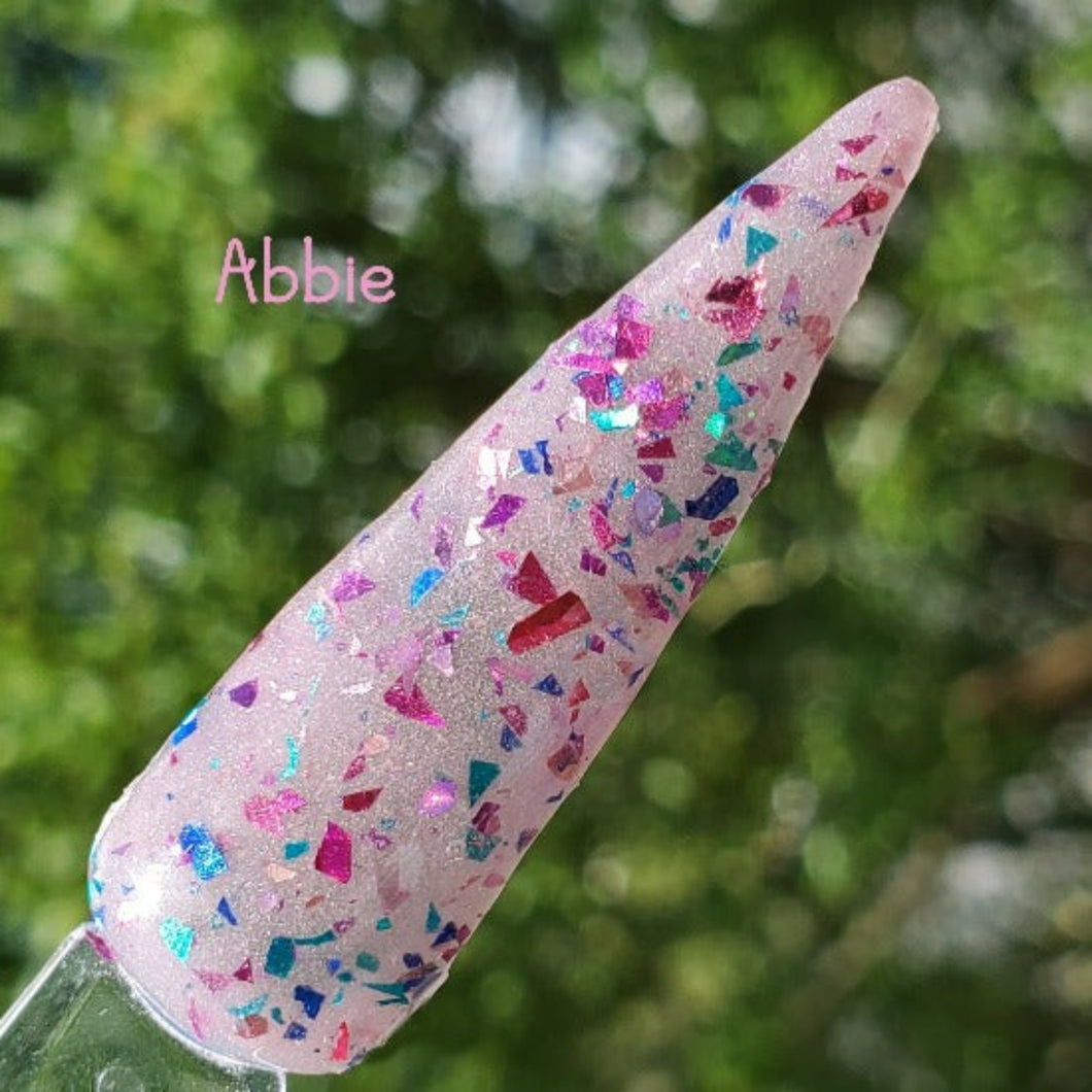 Abbie- Pink, Blue, Aqua, and Purple Flake Dip Powder