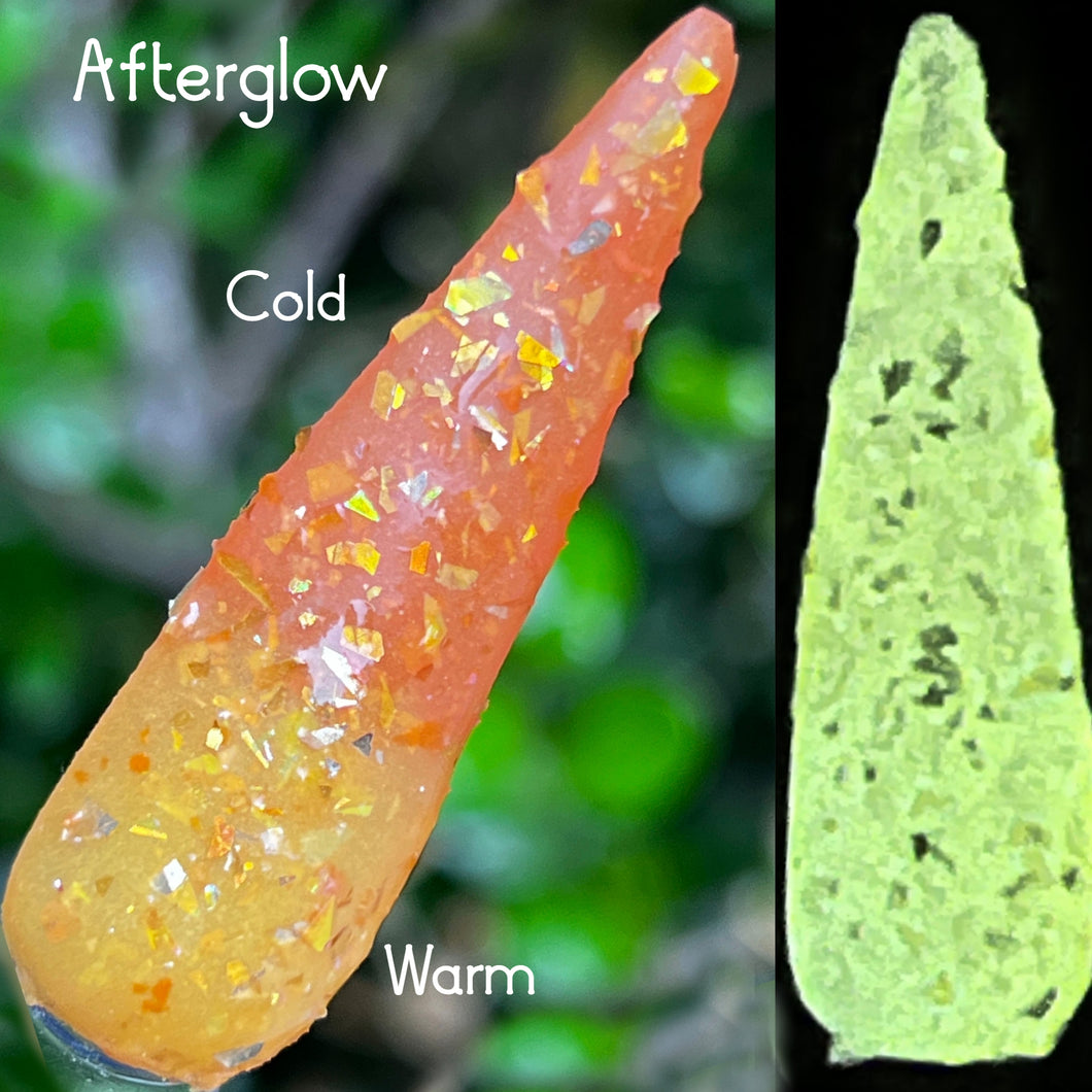 Afterglow- Orange-Yellow Thermal, Glow, Flakes Nail Dip Powder
