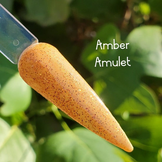 Amber Amulet- Yellow Shimmer with Copper Glitter Nail Dip Powder