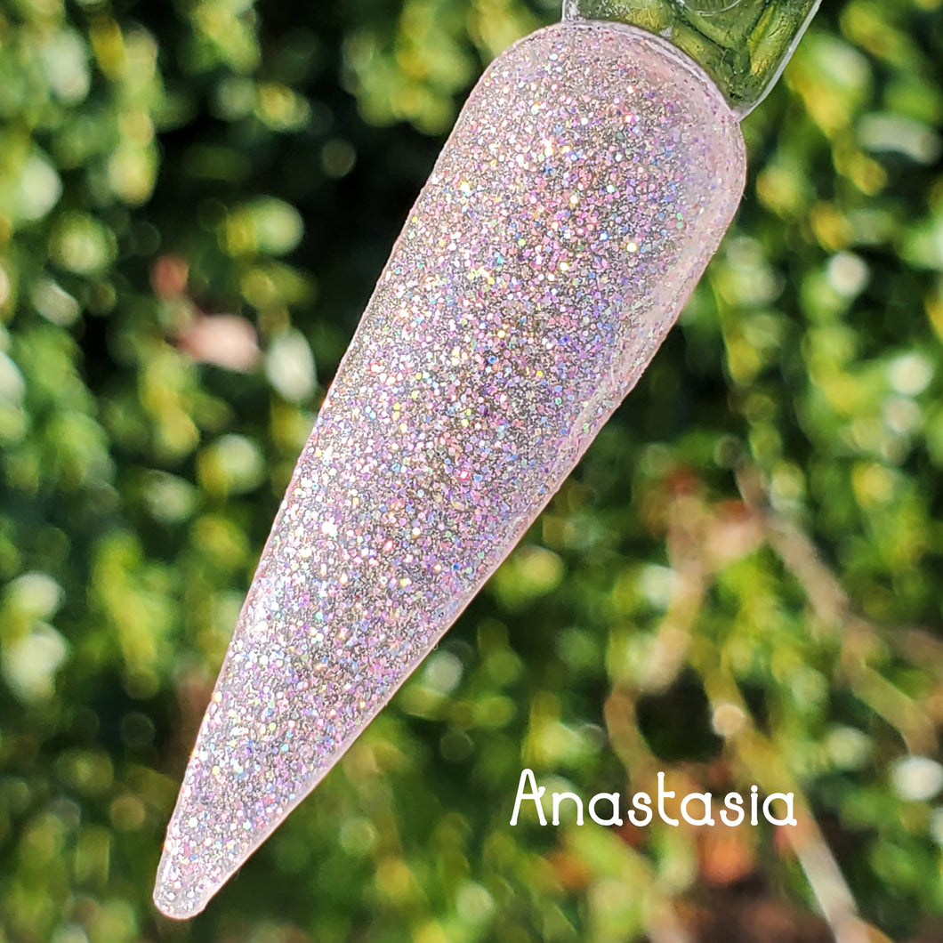 Anastasia-  Pink and Holographic Glitter Nail Dip Powder