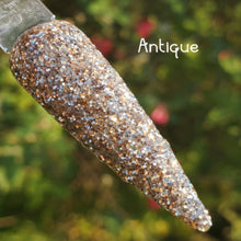 Load image into Gallery viewer, Antique- Champagne, Silver, Brown Glitter Nail Dip Powder
