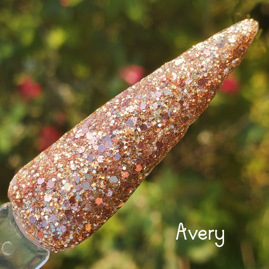 Avery- Champagne, Rose Gold Glitter Nail Dip Powder