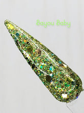 Load image into Gallery viewer, Bayou Baby- Green and Gold Glitter Nail Dip Powder
