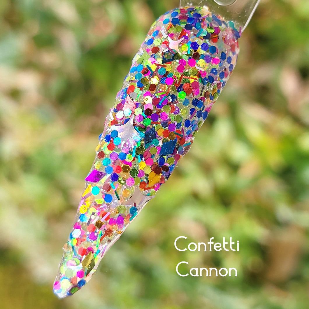 Confetti Cannon- Rainbow Glitter, Tinsel Nail Dip Powder