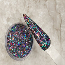 Load image into Gallery viewer, Cosmic Princess - Black Chunky Holographic Glitter Nail Dip Powder
