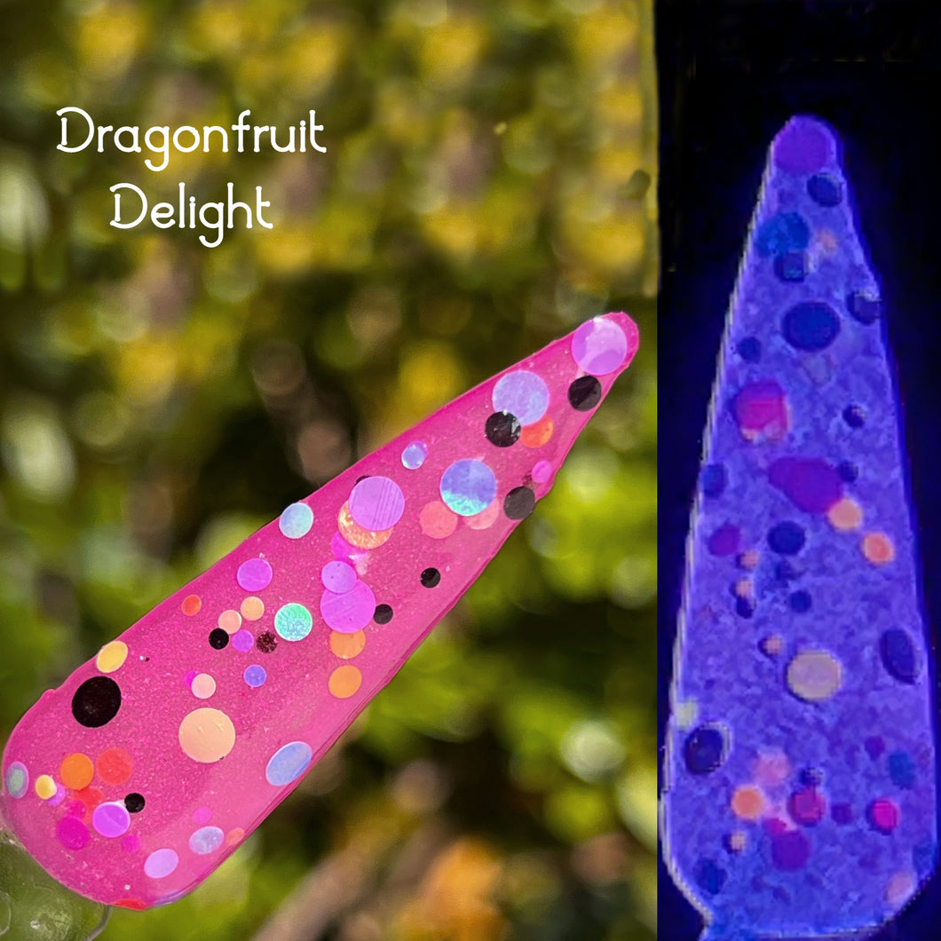 Dragon Fruit Delight -Neon Pink Glow Glitter Nail Dip Powder