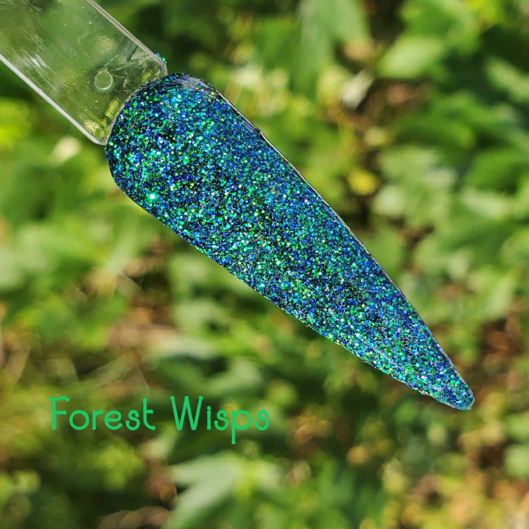 Forest Wisps- Green/Blue Glitter Nail Dip Powder