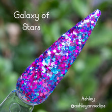 Load image into Gallery viewer, Galaxy of Stars- Magenta, Blue and Purple Glitter, Flakes Nail Dip Powder
