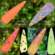 Load image into Gallery viewer, Afterglow- Orange-Yellow Thermal, Glow, Flakes Nail Dip Powder
