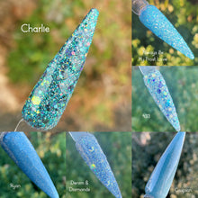 Load image into Gallery viewer, Charlie- Teal, Blue and Green Glitter Nail Dip
