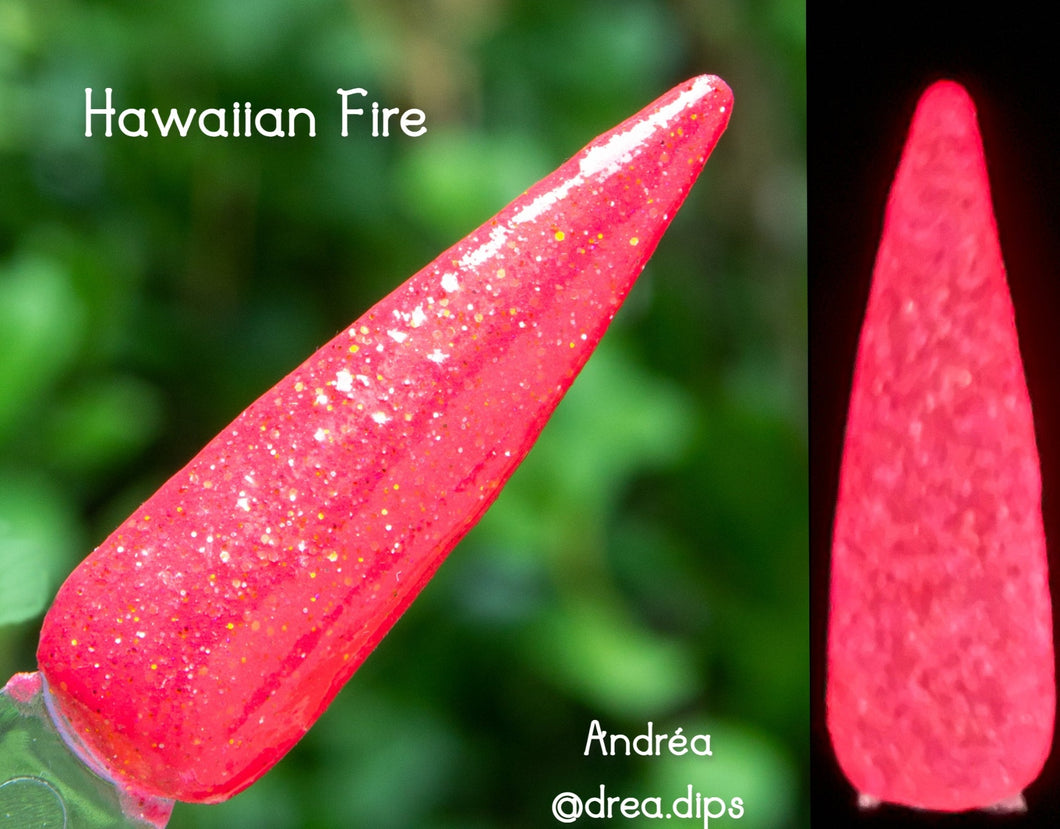 Hawaiian Fire-Neon Magenta, Glow, Fine Glitter Nail Dip Powder