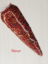 Load image into Gallery viewer, Honor - Red, Black and Gold Flake Nail Dip Powder
