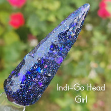 Load image into Gallery viewer, Indi-Go Head Girl- Indigo Colorshift Chunky Glitter, Flakes Nail Dip Powder
