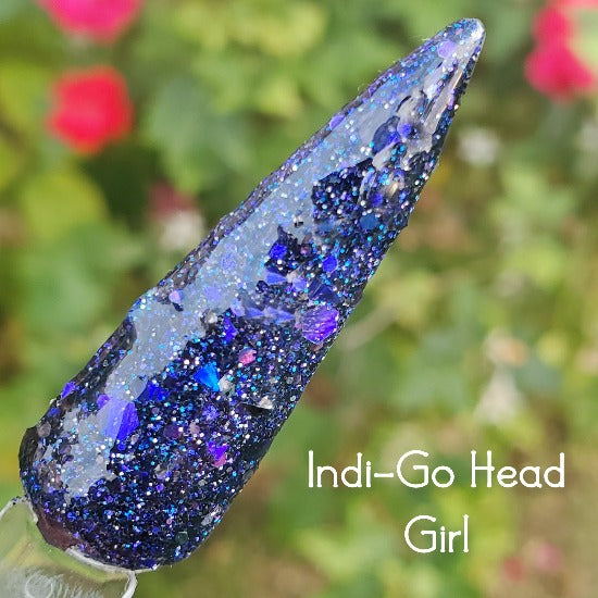 Indi-Go Head Girl- Indigo Colorshift Chunky Glitter, Flakes Nail Dip Powder