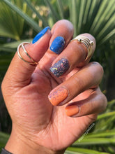 Load image into Gallery viewer, Summer Night Lights- Navy, Coral, Pink, Blue Glitter Nail Dip Powder

