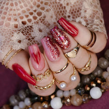 Load image into Gallery viewer, Burgundy Bouquets- Burgundy, Rose Gold and Pink Glitter Nail Dip
