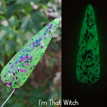 Load image into Gallery viewer, I&#39;m That Witch - Green Glow, Flakes Nail Dip Powder
