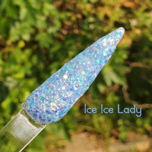 Load image into Gallery viewer, Ice Ice Lady- Blue Glitter Nail Dip Powder
