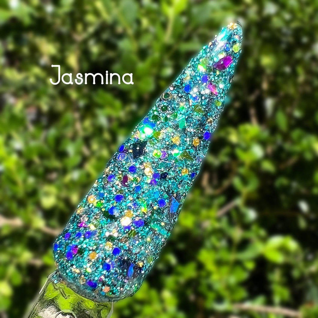 Jasmina- Aqua, Green, Teal Purple, Gold Nail Dip Powder