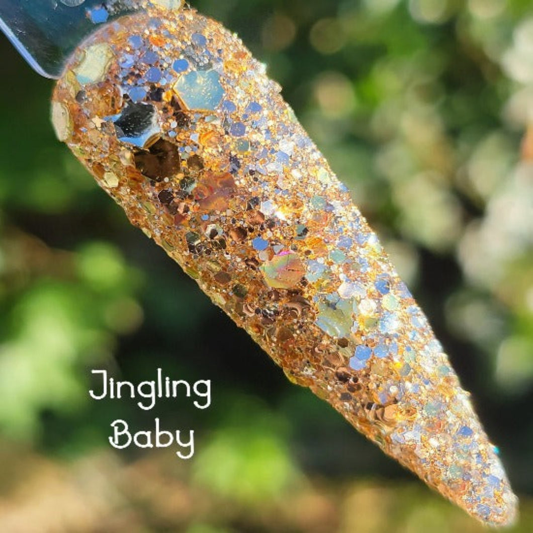 Jingling Baby-Gold Chunky Glitter Nail Dip Powder