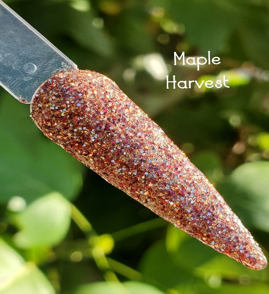 Maple Harvest - Champagne, Brown, Burgundy and Copper Glitter Nail Dip Powder