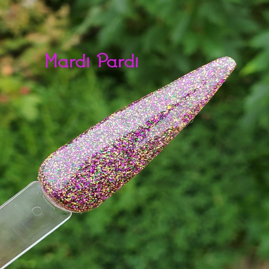Mardi Pardi- Purple Nail Dip Powder- Purple, Green, Gold
