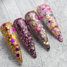 Load image into Gallery viewer, Dragonfly- White with Multicolor, Flakes, Foil Nail Dip Powder
