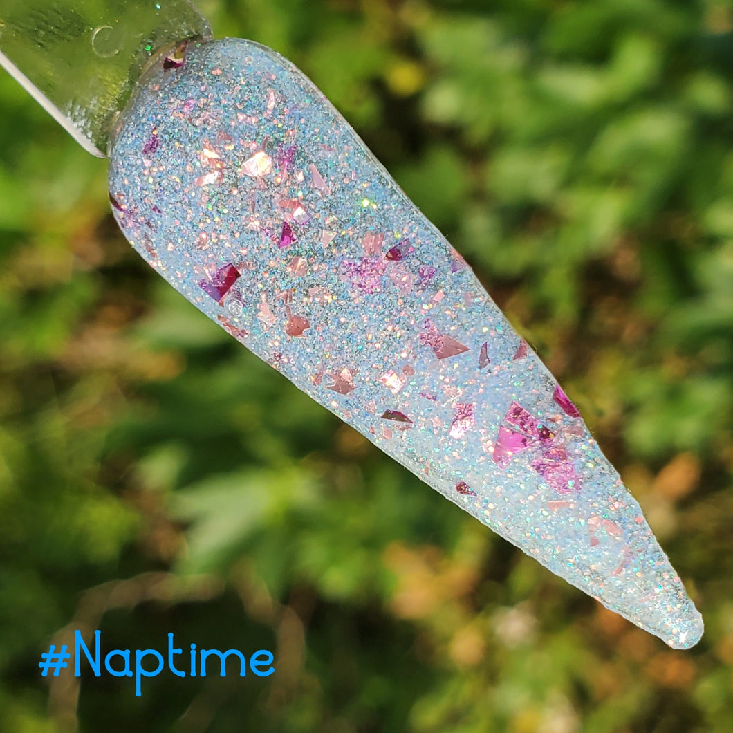 #Naptime - Blue and Pink Flake Nail Dip Powder