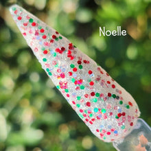 Load image into Gallery viewer, Noelle- White, Red, Green and Silver Glitter Nail Dip Powder

